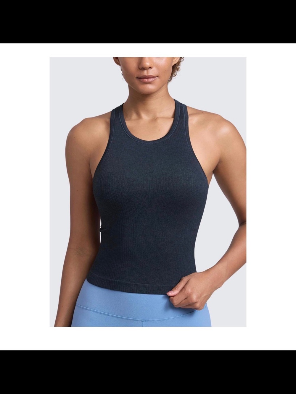 Ribbed Racerback Tank Top - Black